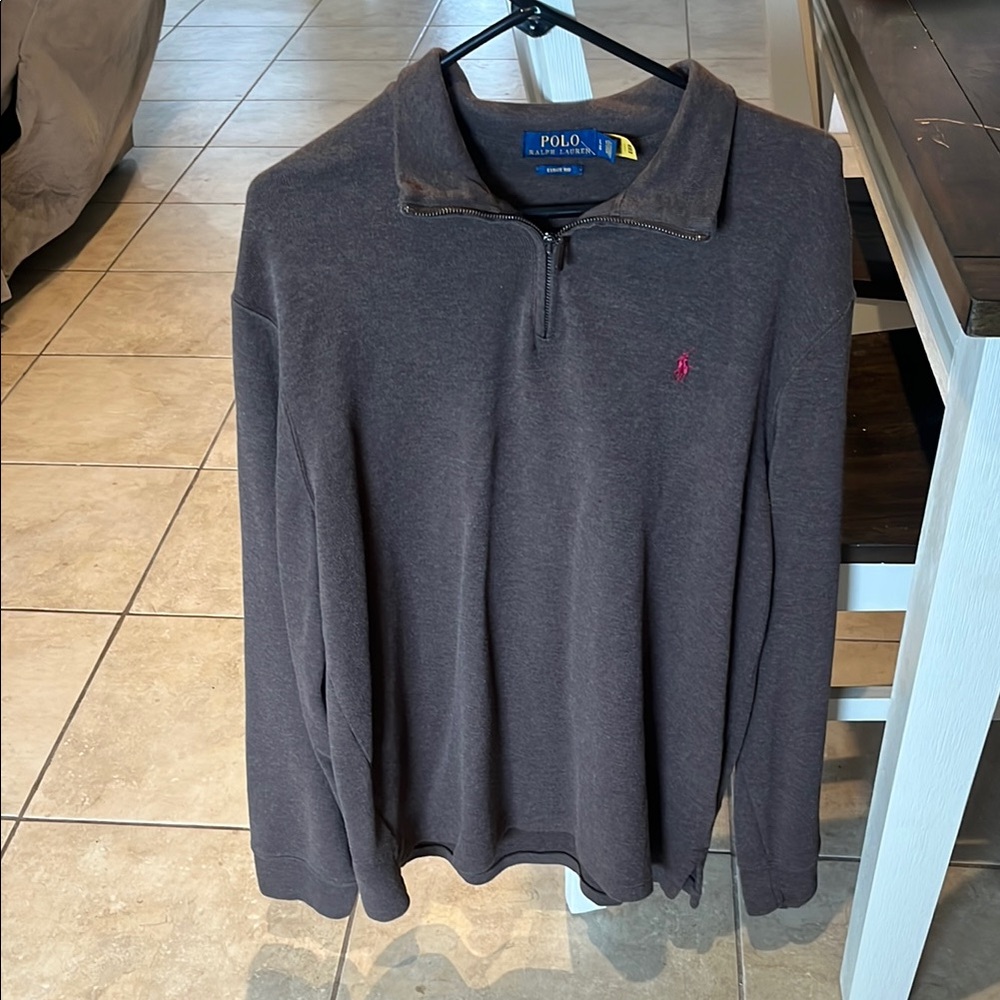 Polo by Ralph Lauren Men's Dark Brown Quarter-Zip Pullover